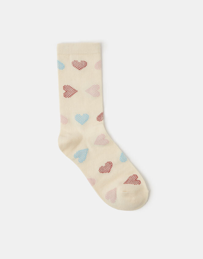 Heart Print Ankle Socks