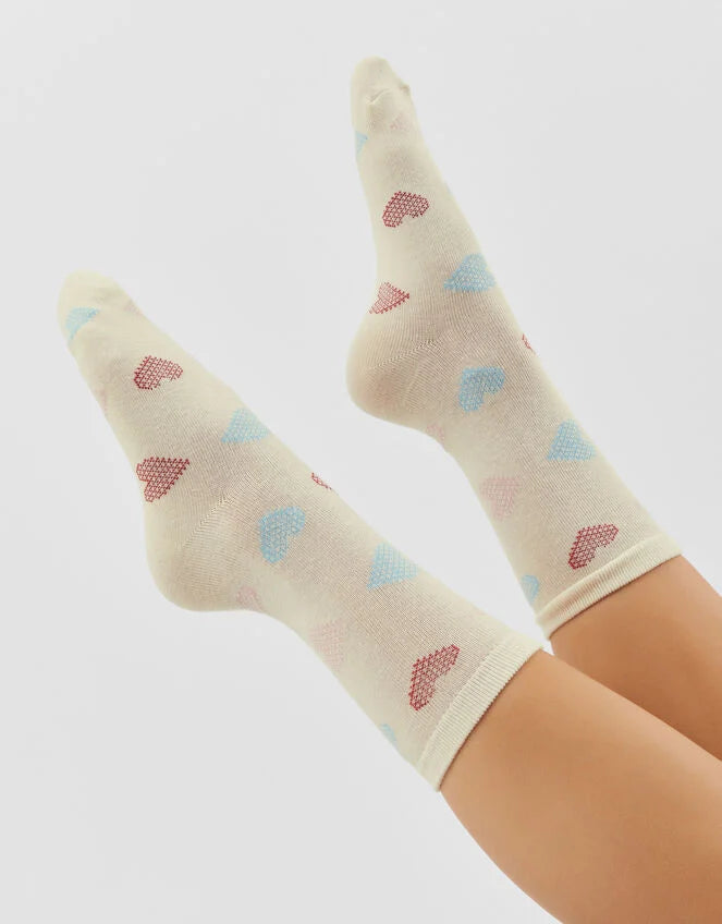 Heart Print Ankle Socks