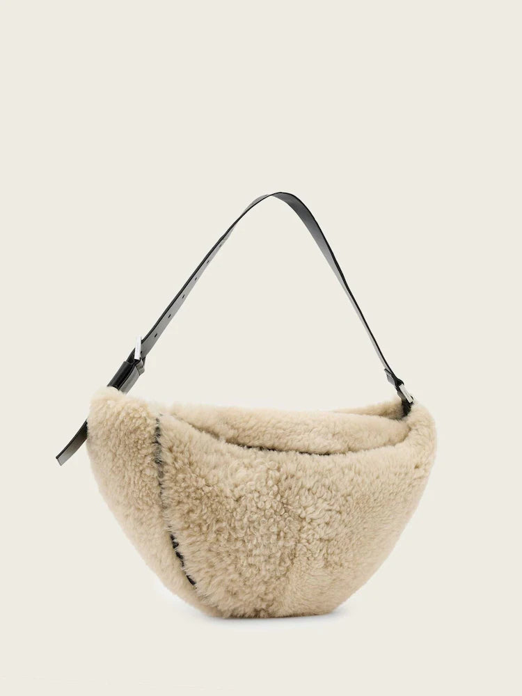 Cream Luna Shearling Shoulder Bag