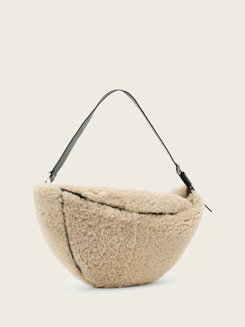 Cream Luna Shearling Shoulder Bag